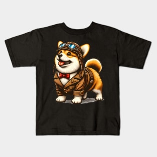 Corgi Pilot Kids T-Shirt